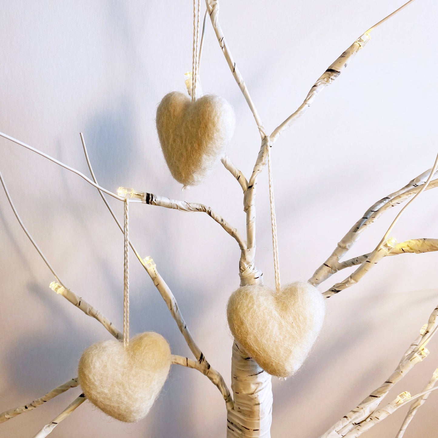 Felt Heart Ornament Singles Fresh Cream