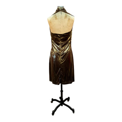 70s Gold Halter La Voguette Dress, size small