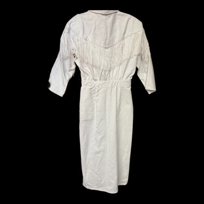 White Panhandle Slim Western Dress with Fringe