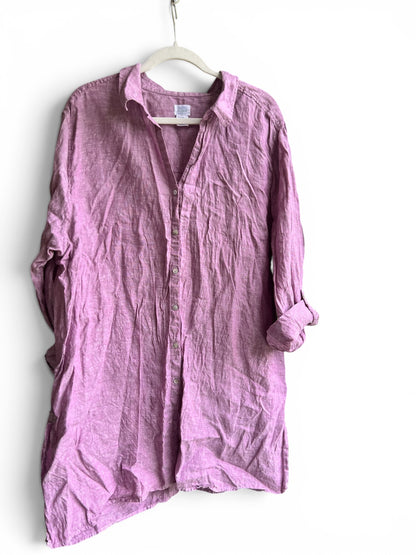 Sigrid Olsen 100% Linen Lavender Button Up Camp Shirt, size 3x