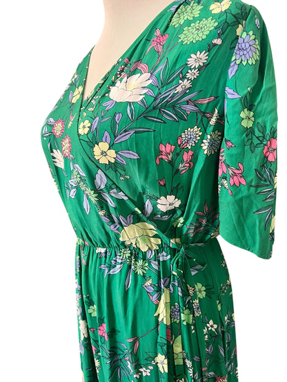 NWT Loft Green Floral Midi Dress, size 8