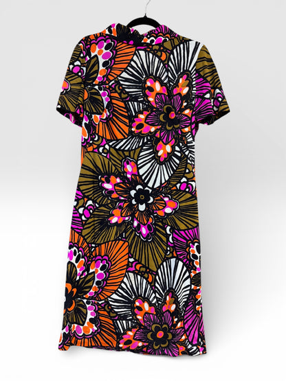 Vintage 60s/70s Neiman Marcus Bold Pattern Dress, size m