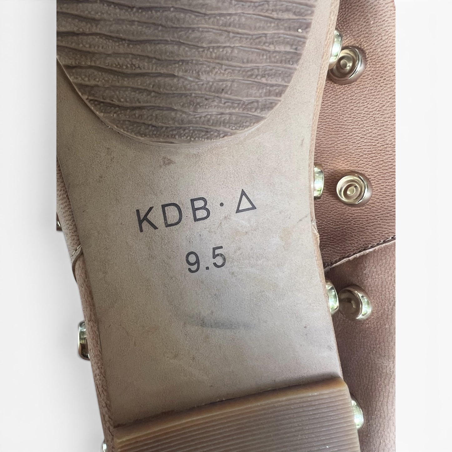Kelsi Dagger Brooklyn Leather Market Clogs Gold Stud Slides, Size 9.5