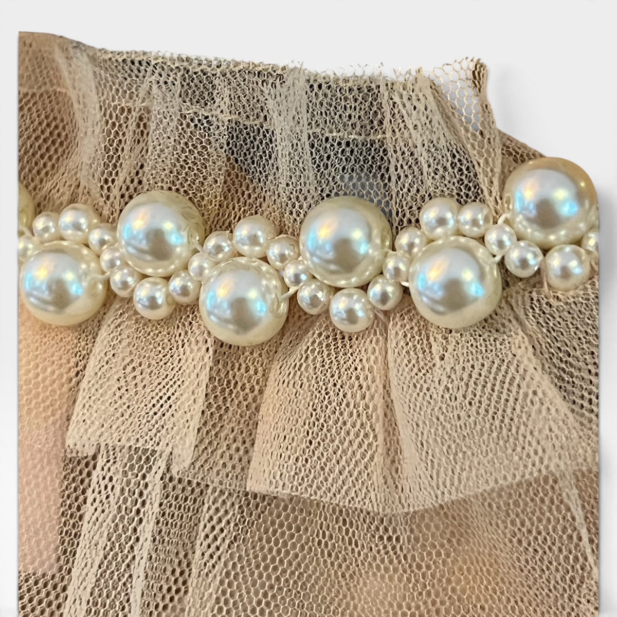 Simone Rocha X H&M Pearl Embellished Tulle Ruffle Puff Sleeve Blouse, S