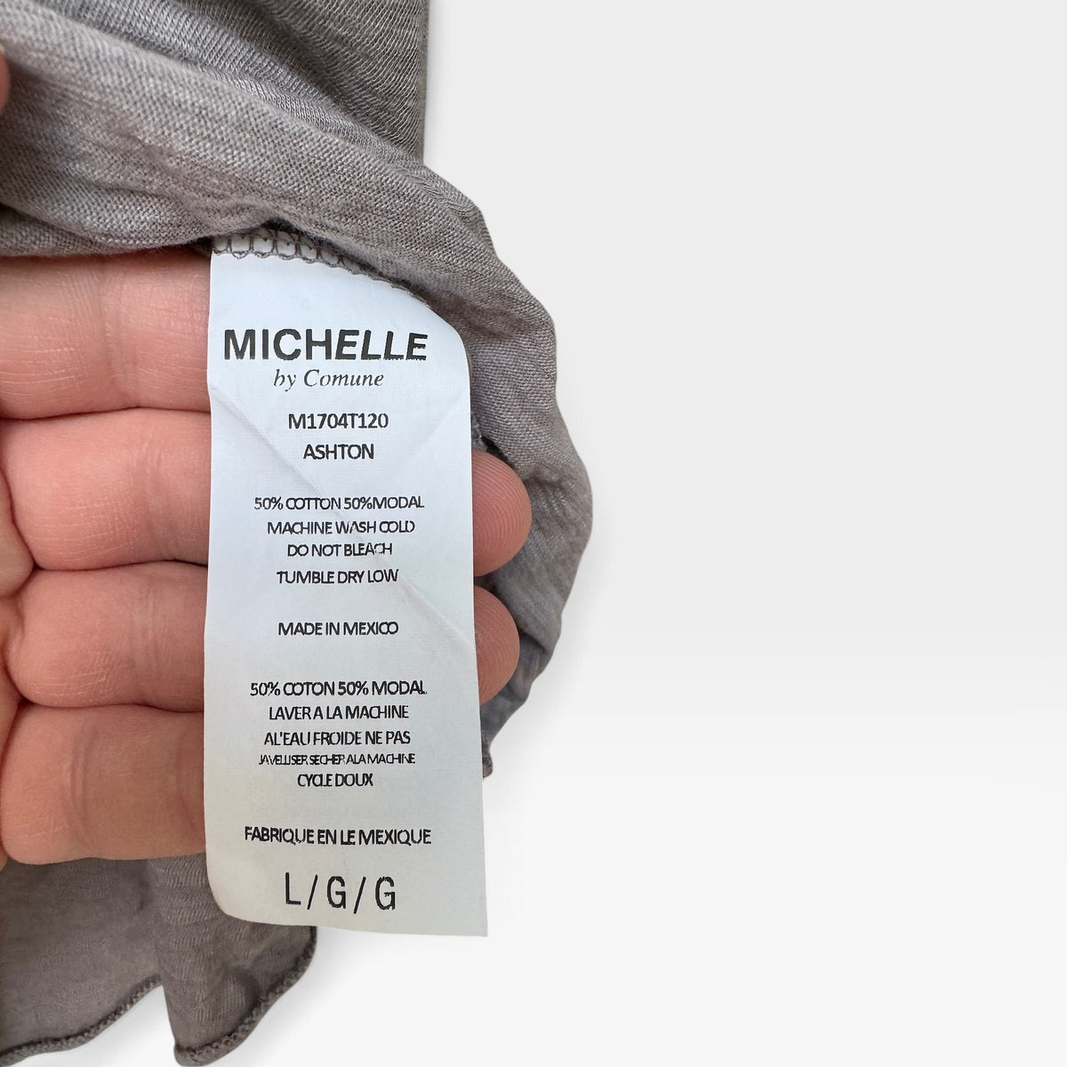 Bundle of Two Whisper-Weight Semi-Translucent Gray Tops, T&B, Michelle, Size M/L