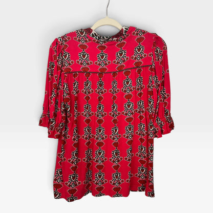 Bl^nk London, Anthropologie, Stephanie Top, Red Floral, Boho, Size S