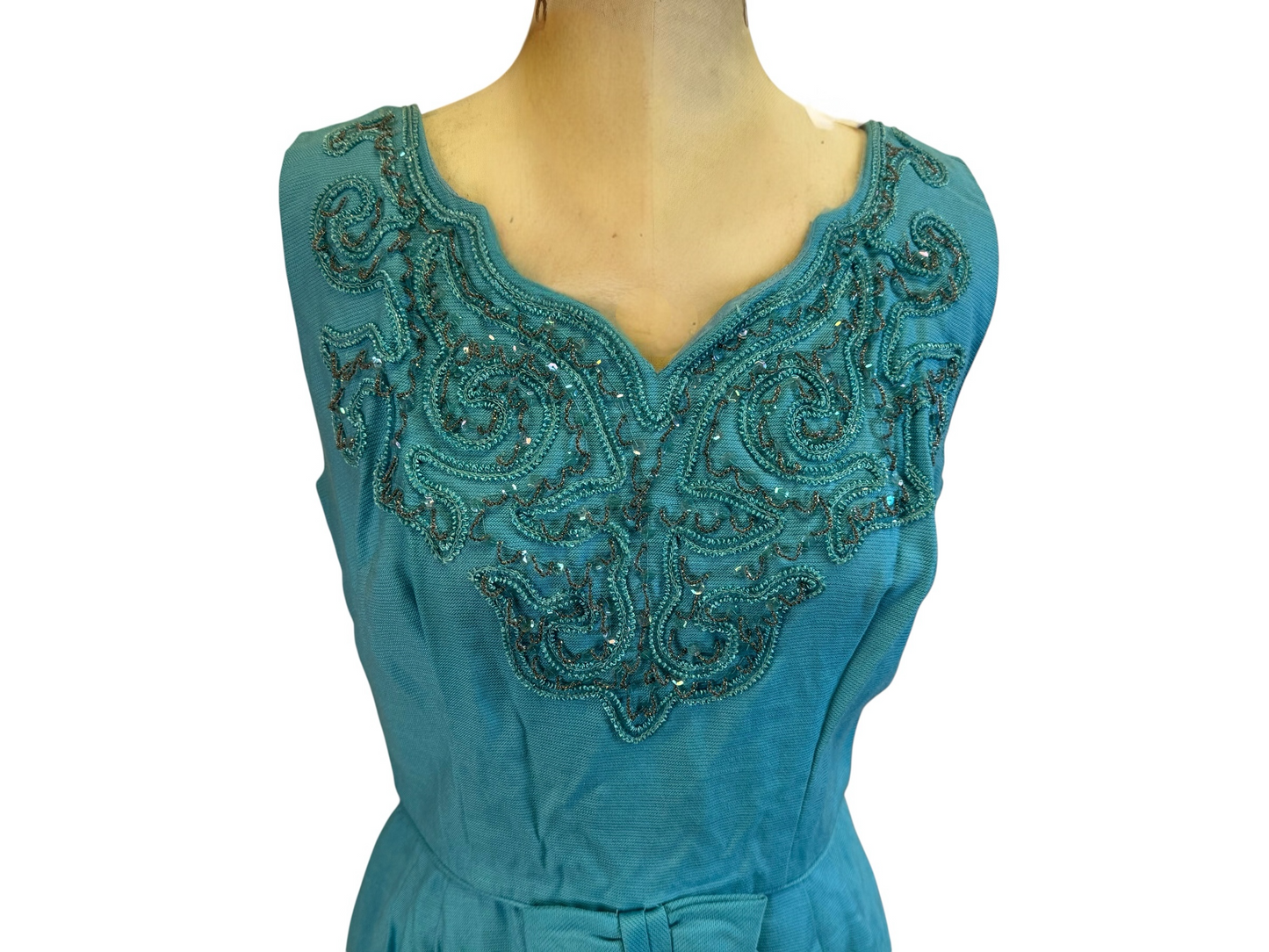 Vintage 1950’s Blue Sleeveless Cocktail Dress, size m