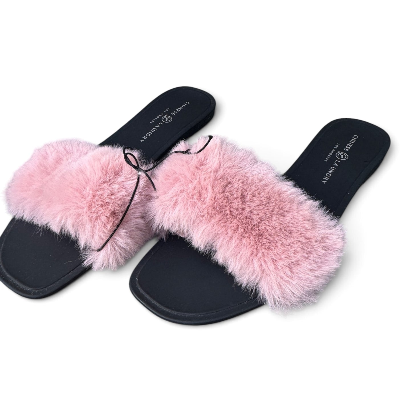 NWOT Chinese Laundry New Pink Fluffy Slides / Sandals, Size 8