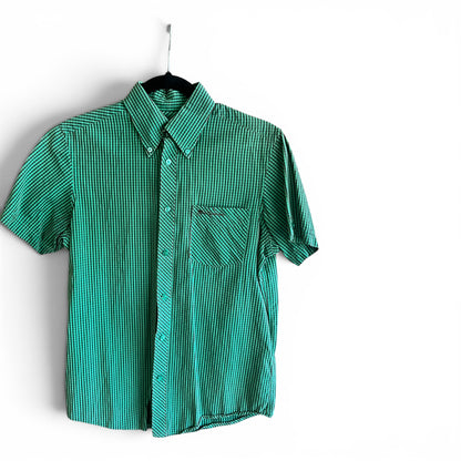 Ben Sherman Green Check Plaid Short Sleeve Shirt, size s