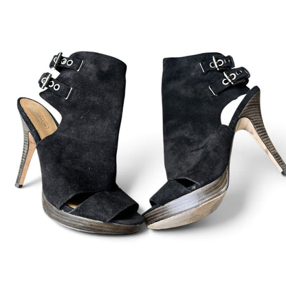 *Coach* Black Suede Two-Buckle Heels, Analeigh, Size 9