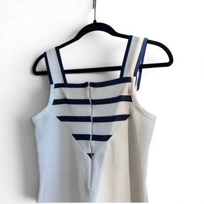 Vintage White and Navy Striped 60’s Tennis Dress, Size Small