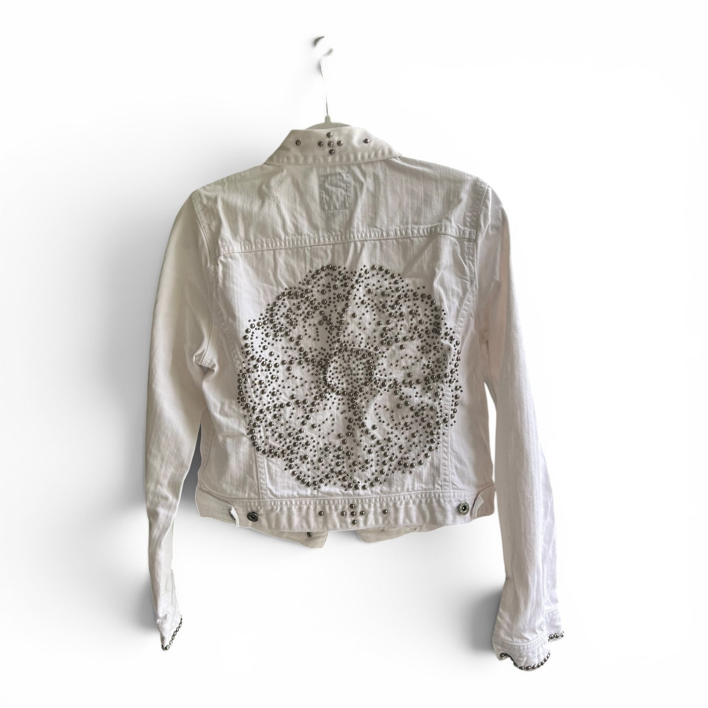 Lucky Brand White Studded Jean Jacket, size large