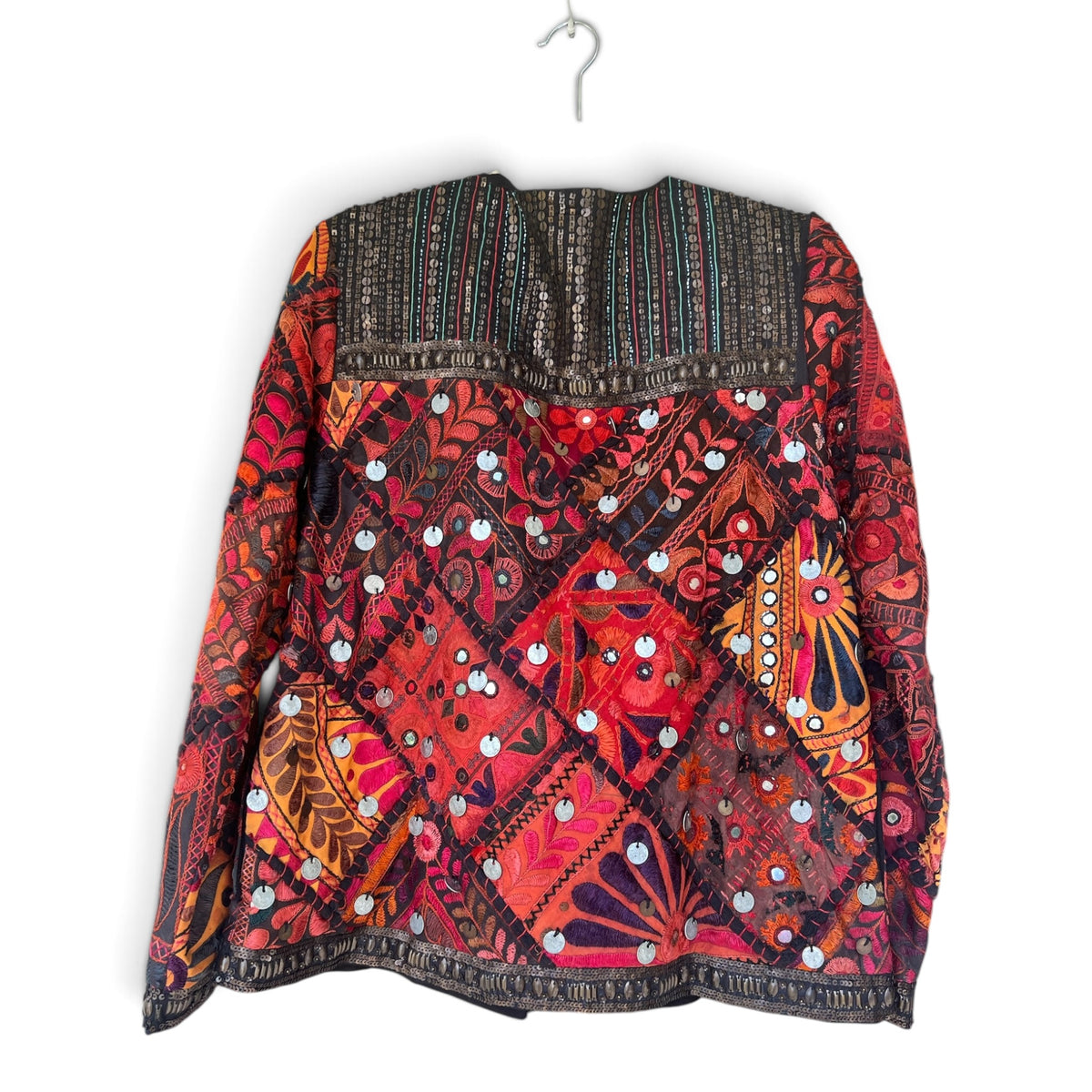 Free People *Rare* “Folk Rock” Embroidered Patchwork Mirror Jacket, Size L
