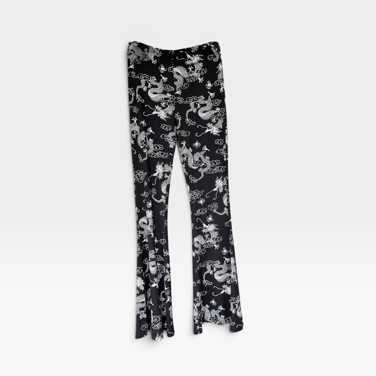 Dragon Print Flare Leg Pants, Flare Leggings, Bear Dance Brand, Size Large