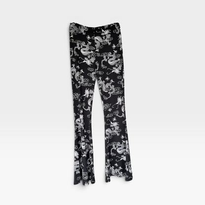 Dragon Print Flare Leg Pants, Flare Leggings, Bear Dance Brand, Size Large