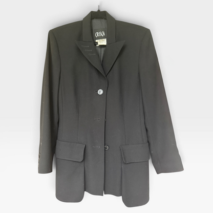 Vintage CRISCA by Escada 100% Virgin Wool Black Blazer Jacket, Size DE 36 / US S