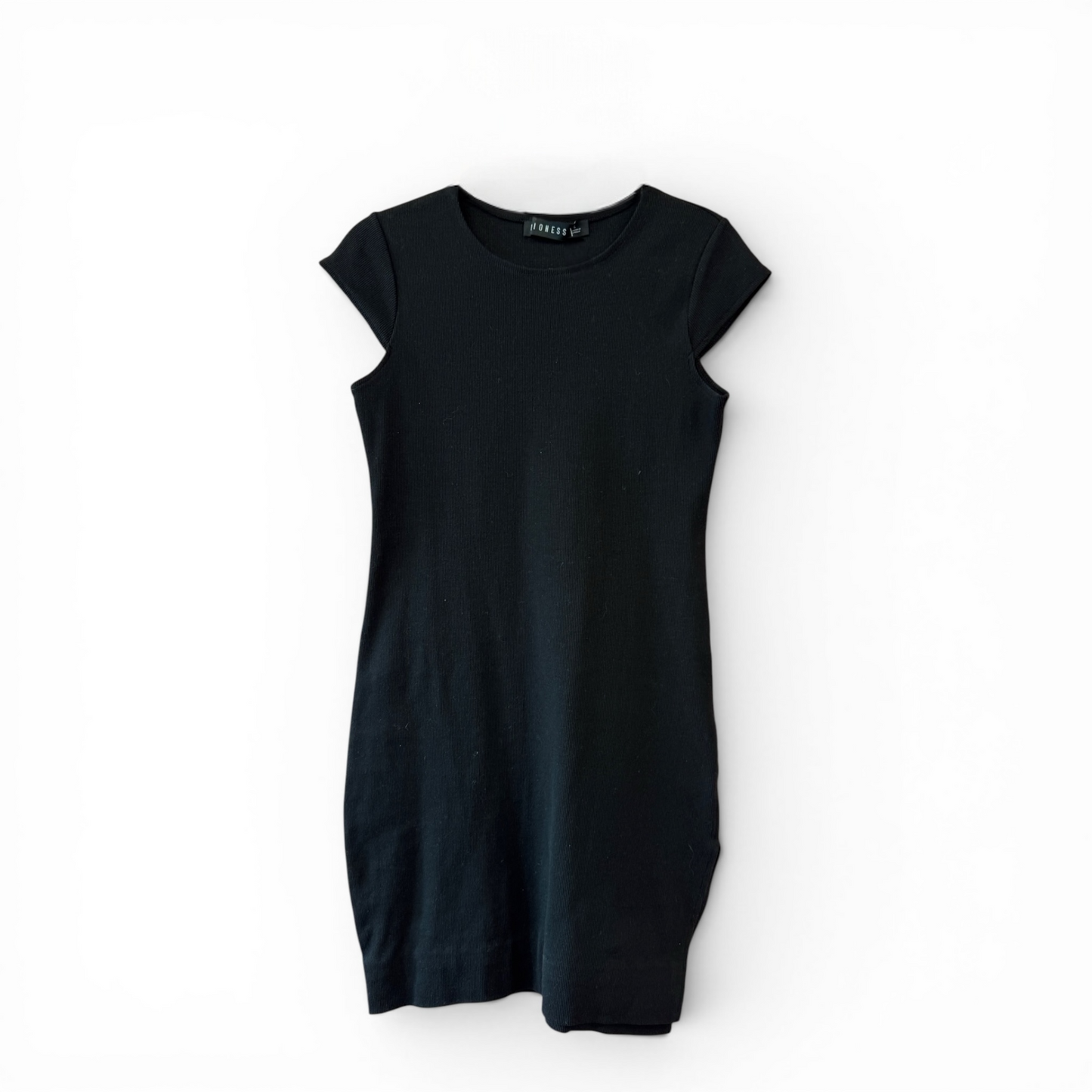 Lioness Black Body Con Ribbed Dress, size large
