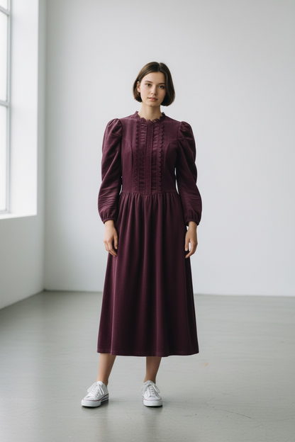 Vintage 70’s Burgundy Gunne Sax Dress, size s