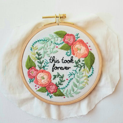 Delicate Roses “This Took Forever” Beginner Embroidery Kit