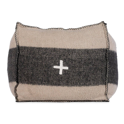 Swiss Army Pouf 18X18X18 Cream/Black — Stuffed With Upcycled Fabric Scrap!