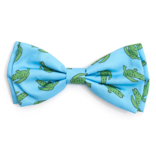 Al the Gator Dog Bow Tie || Blue With Green Alligators || Pet Collar Accessory