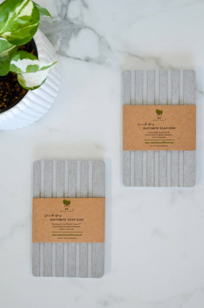 Quick-Dry Diatomite Eco Labeled Bar Soap Dishes 2-Pack Zero Waste