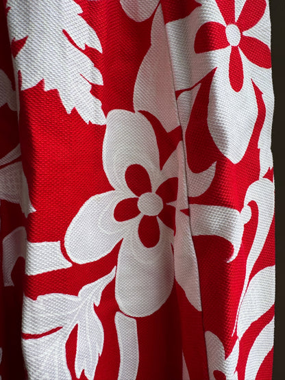 Vintage Tropical Red & White Floral 1960’s Hawaiian Dress, size xs/s