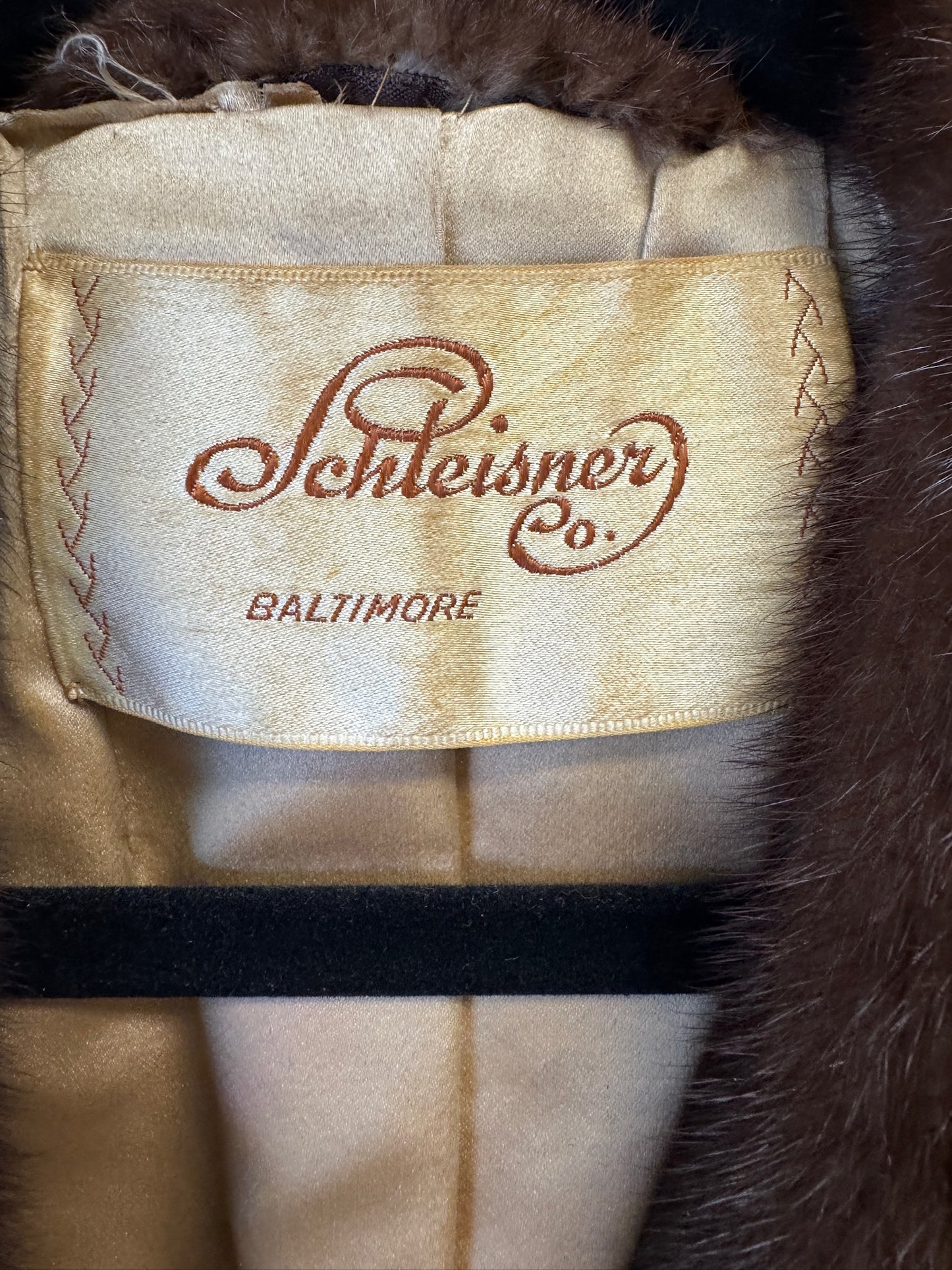 2-Piece Vintage Gold Dress + Fur Collar Coat by Schleisner Co., size medium