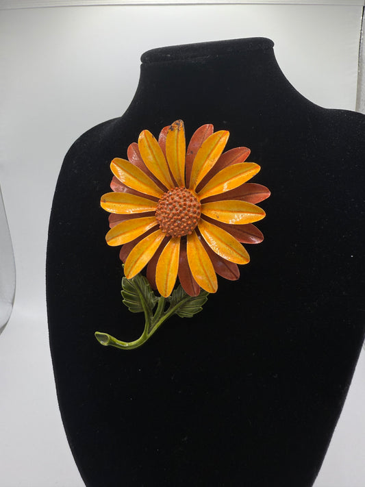 Orange/Yellow 60s Mod Daisy Pin