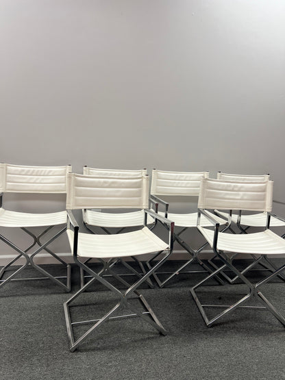 Vintage Mid Century Modern Chrome Directors Chairs 1970’s - Set of Six