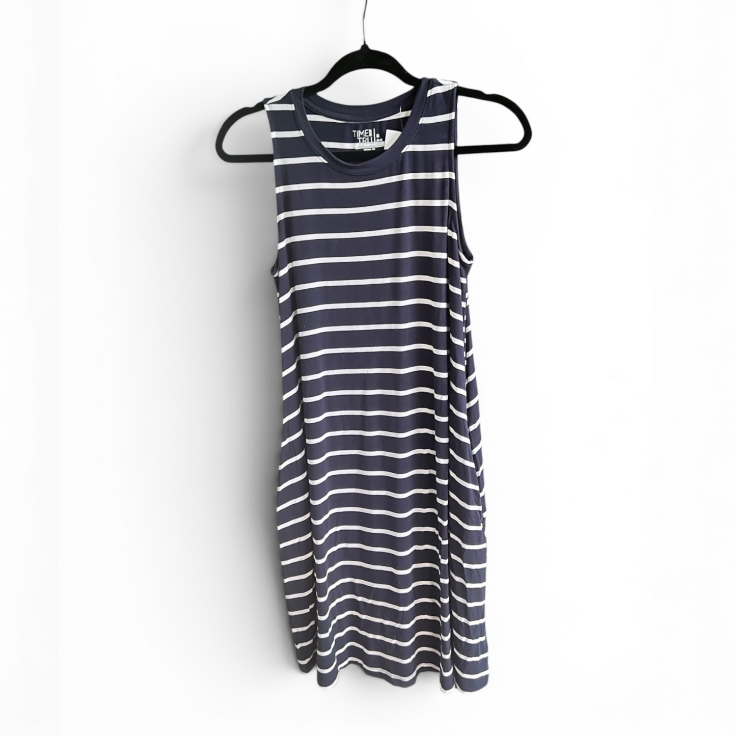 Time and Tru Navy & White Nautical Striped Dress, Size S