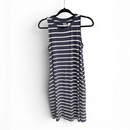 Time and Tru Navy & White Nautical Striped Dress, Size S