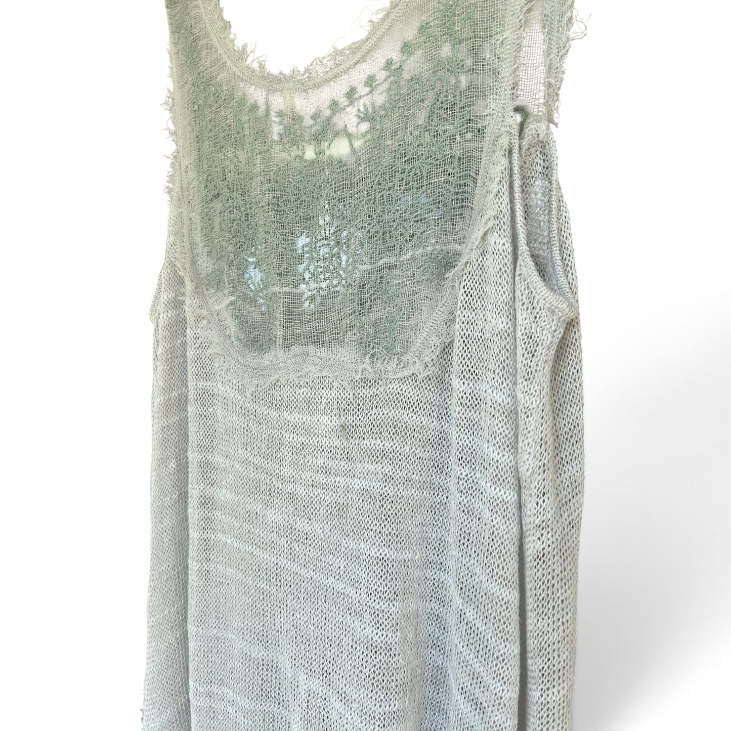 NWOT Free People Boho Open Knit Lace Fairy Tunic Dress White, Size Large