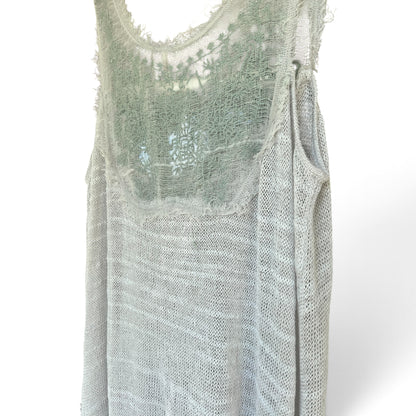 NWOT Free People Boho Open Knit Lace Fairy Tunic Dress White, Size Large