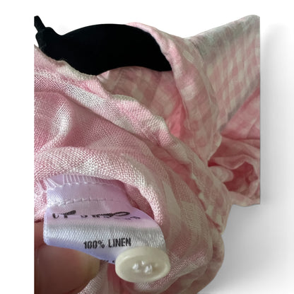 CP Shades Pink Gingham 100% Linen Women’s Button Up Shirt, Size L