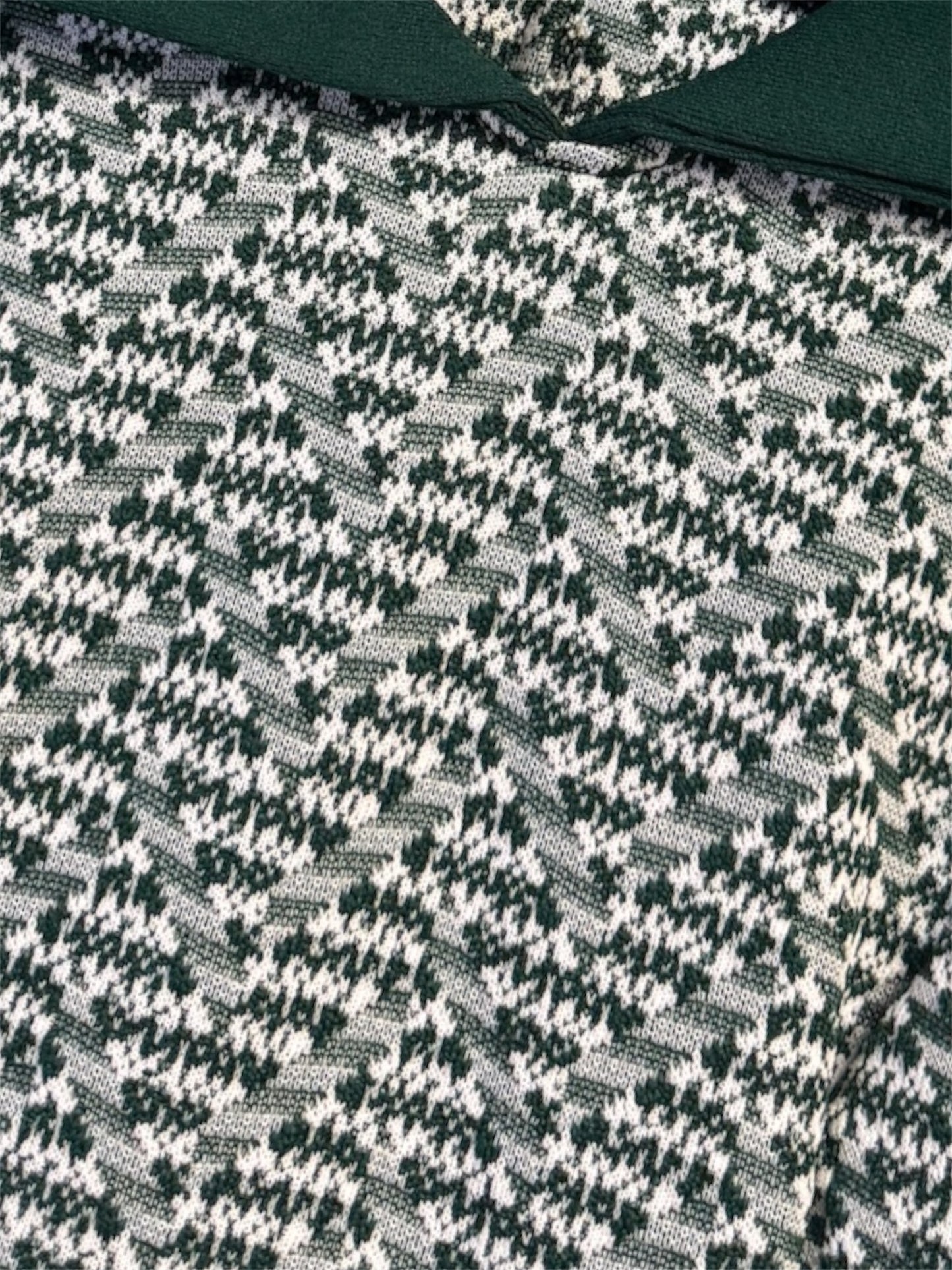 1970s Green and White Mini Dress With Oversized Collar, size m