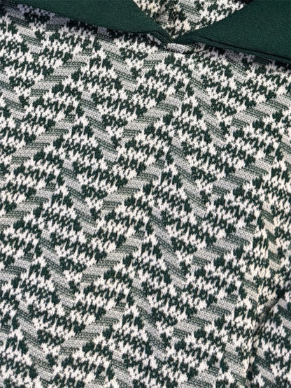 1970s Green and White Mini Dress With Oversized Collar, size m