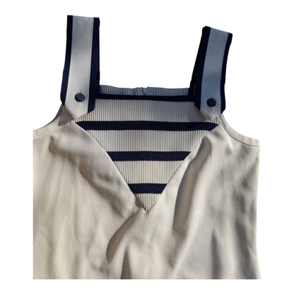 Vintage White and Navy Striped 60’s Tennis Dress, Size Small