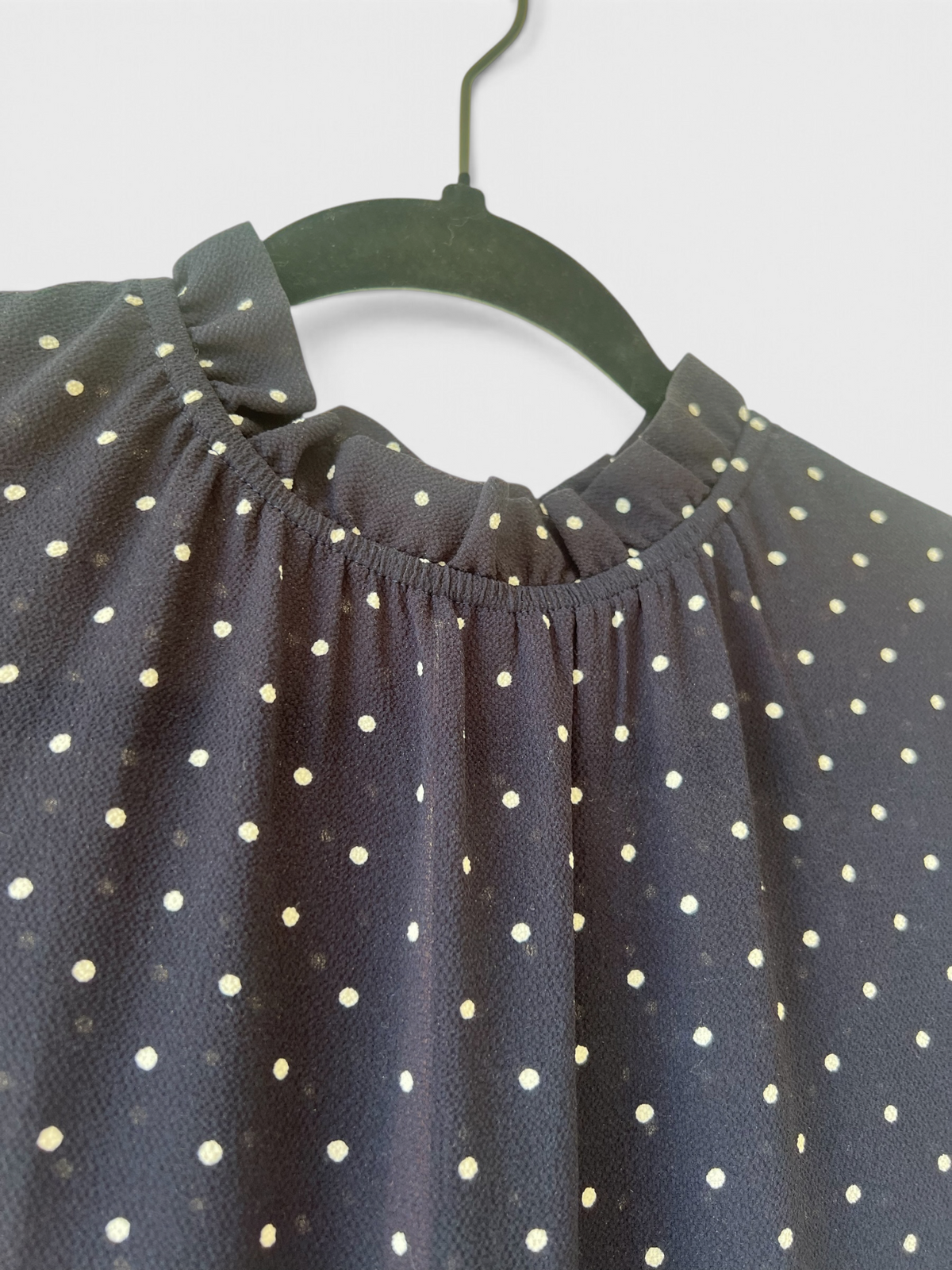 H&M Navy Blue and White Polka Dot A-Line Long Sleeved Mini Dress, Size 10