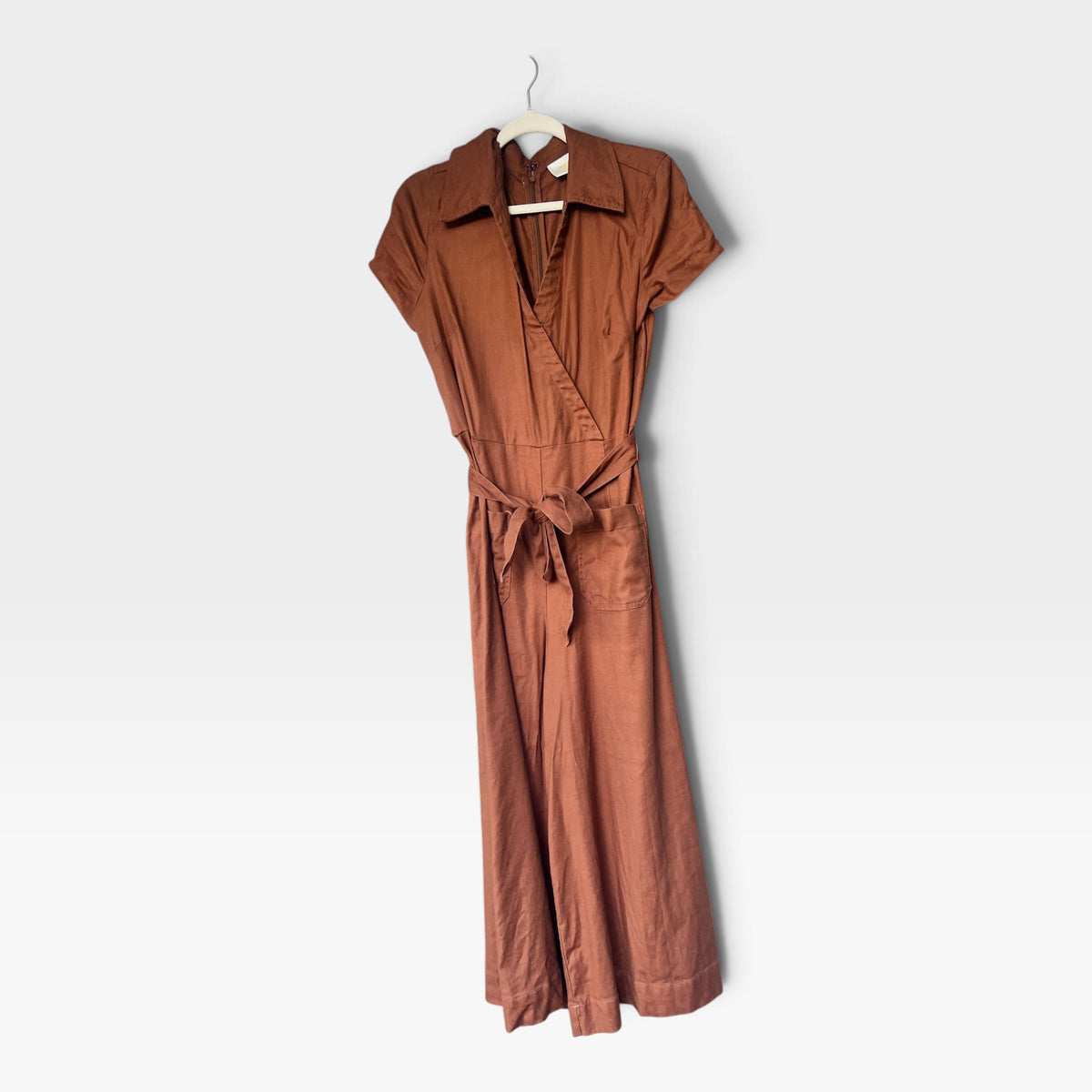 Anthropologie Maeve The Colette Wrap Culotte Jumpsuit - Rust,  Size 10P