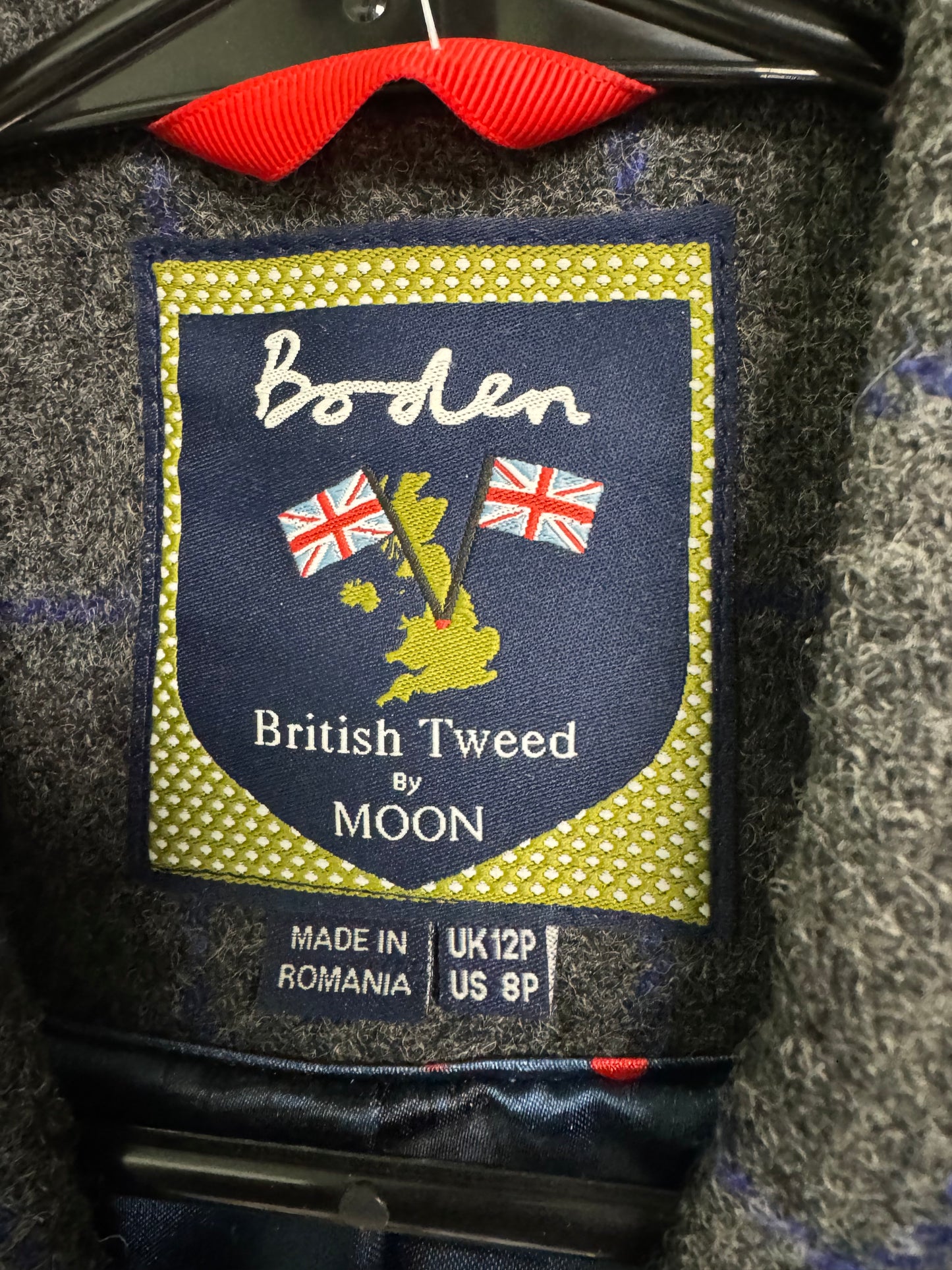 Boden Gray/Blue Wool Plaid Blazer, size 8p