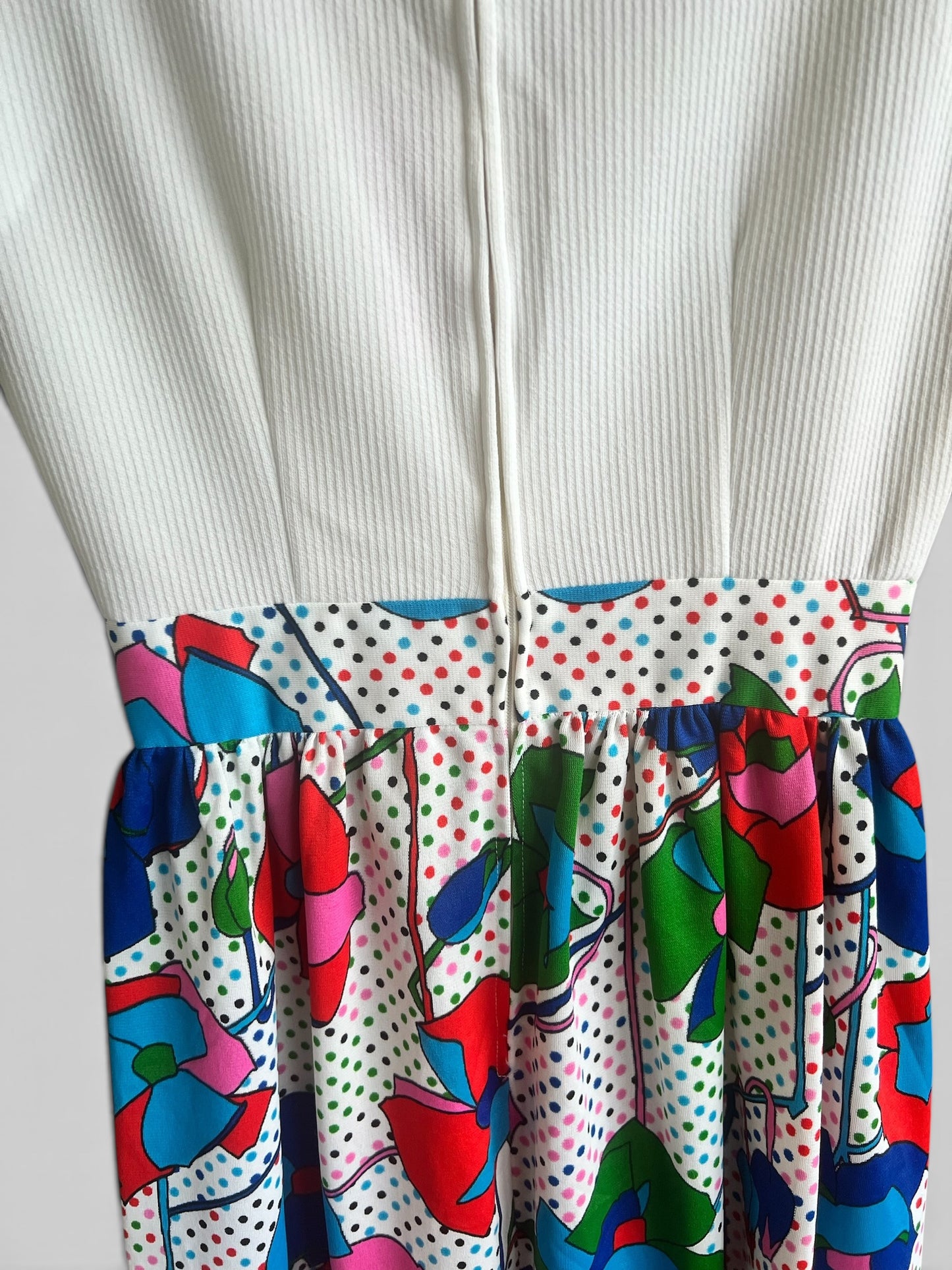 60s / 70s Vintage Ankle-Length Bright Floral Dress, Size S
