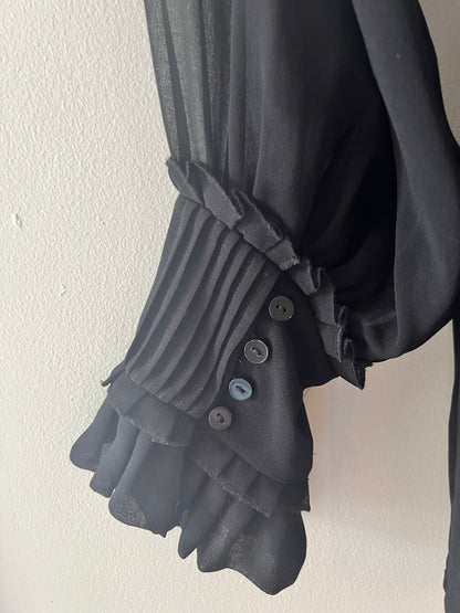 Zara Woman Sheer Black Blouse size M