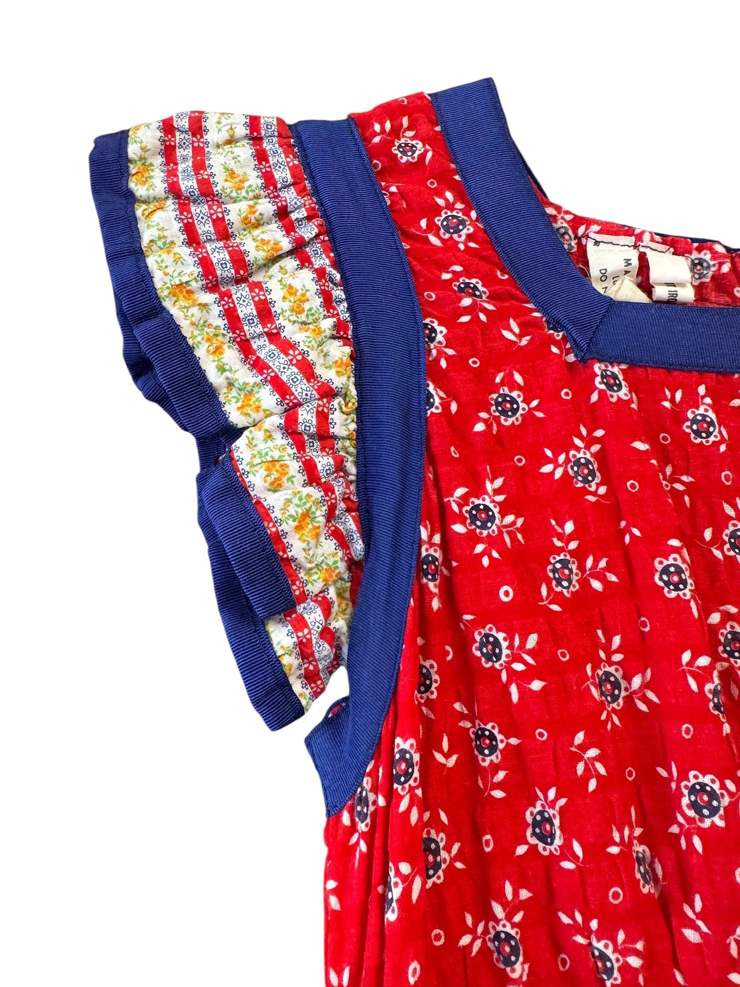 Vintage Prairie Apron Dress With Floral Print, size s