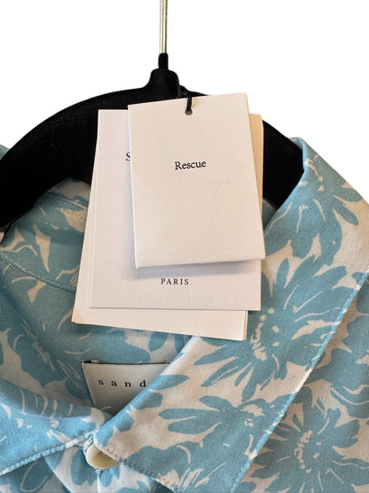 NWT Sandro Paris Blue Floral Men’s Button Up Shirt, size L