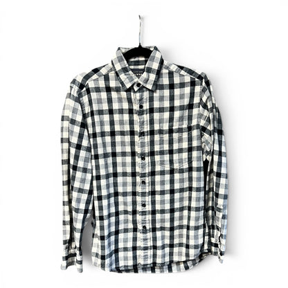 Uniqlo Black & White Plaid Flannel Button Down Shirt, size xs