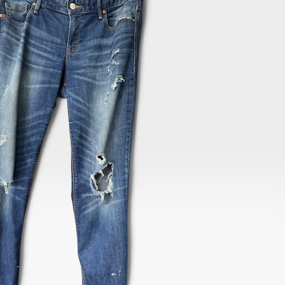 Gap “Real Straight” Distressed Jeans, Raw Edge, Size 32s