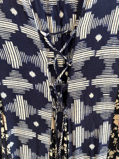 Anthropologie || Maeve Navy Blue Multi Pattern T-Shirt Dress, size xs