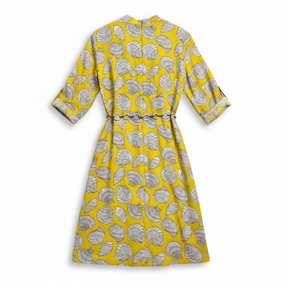 Vintage NWT Yellow Seashell Dress with Belt, size medium