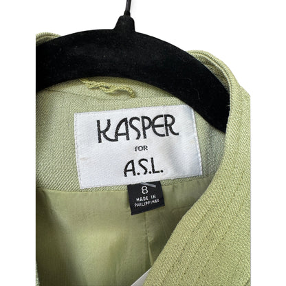 Kasper For ASL Celery Green Two-Piece Vintage 90s Y2K Skirt Suit, Size 8